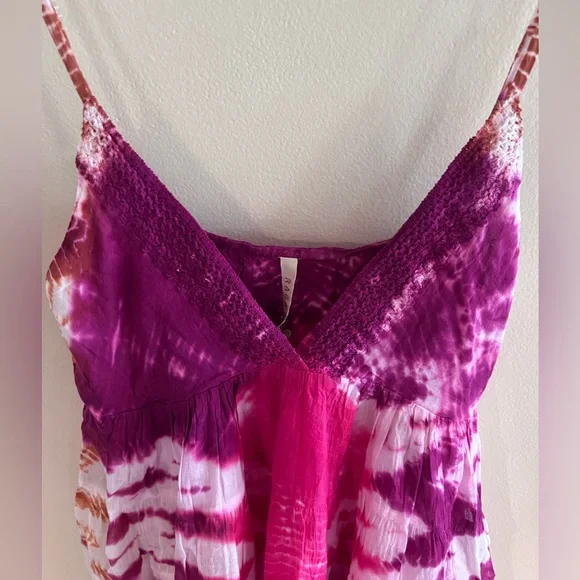 Raga Anthropologie Crochet Tie Dye Babydoll Dress/Tunic Top NWT Small - Picture 4 of 9